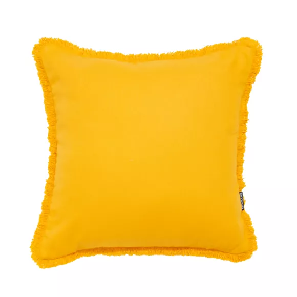 Eminza Coussin Carré Coton (45 X 45 Cm) Pixel Franges Jaune Moutarde