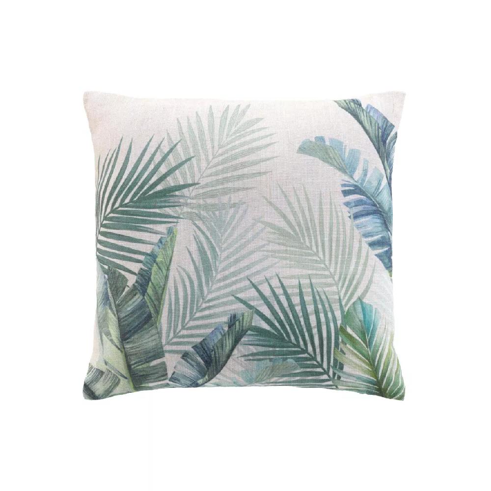 eminza Coussin carré effet lin (45 x 45 cm) Native Vert