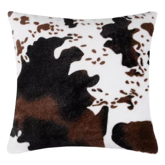 Eminza Coussin Carré Fausse Fourrure (45 X 45 Cm) Vache Brun