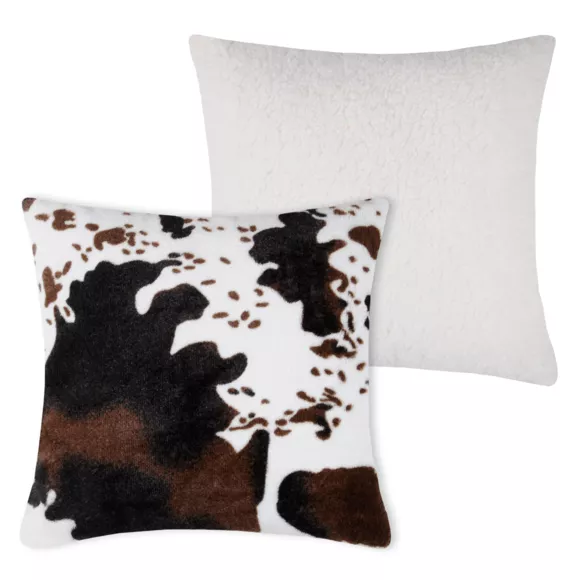 Eminza Coussin Carré Fausse Fourrure (45 X 45 Cm) Vache Brun