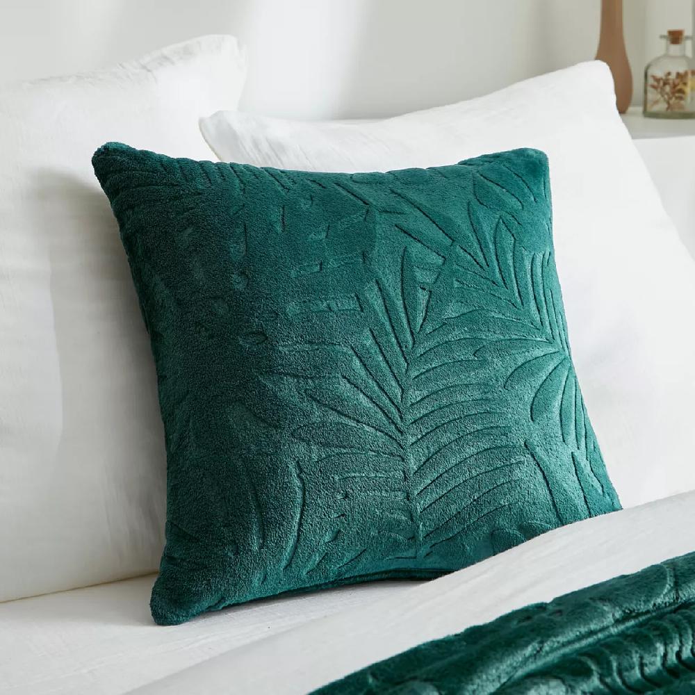 eminza Coussin carré flanelle (45 x 45 cm) Flore Vert