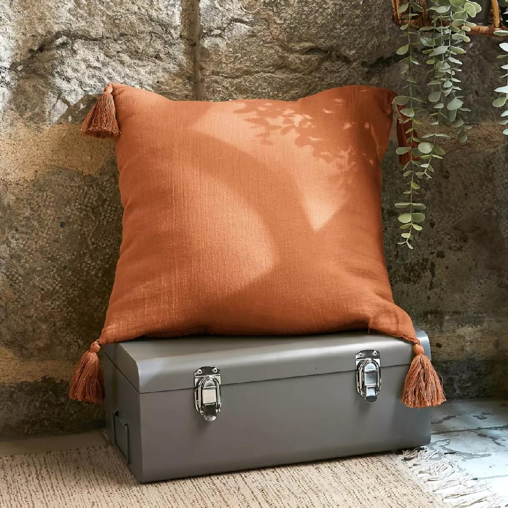 eminza Coussin carré gaze de coton (40 x 40 cm) Gaïa Abricot