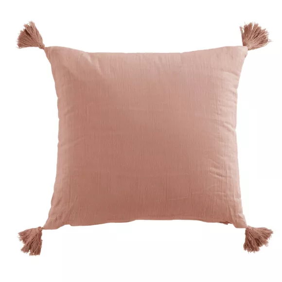 Eminza Coussin Carré Gaze De Coton (40 X 40 Cm) Gaïa Rose Pêche