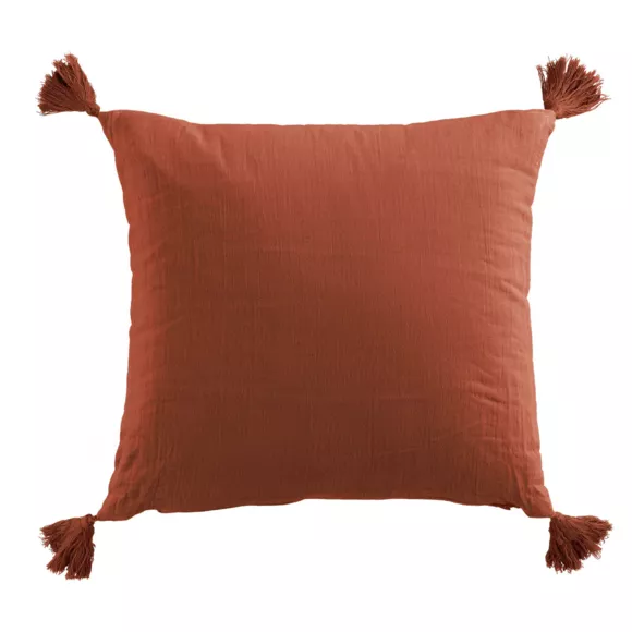 Eminza Coussin Carré Gaze De Coton (40 X 40 Cm) Gaïa Terracotta