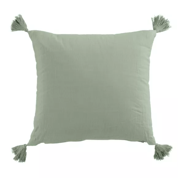 Eminza Coussin Carré Gaze De Coton (40 X 40 Cm) Gaïa Vert Eucalyptus