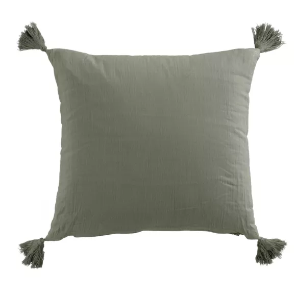 Eminza Coussin Carré Gaze De Coton (40 X 40 Cm) Gaïa Vert Romarin