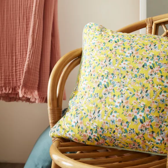 Eminza Coussin Carré Gaze De Coton (45 X 45 Cm) Abigaël Jaune