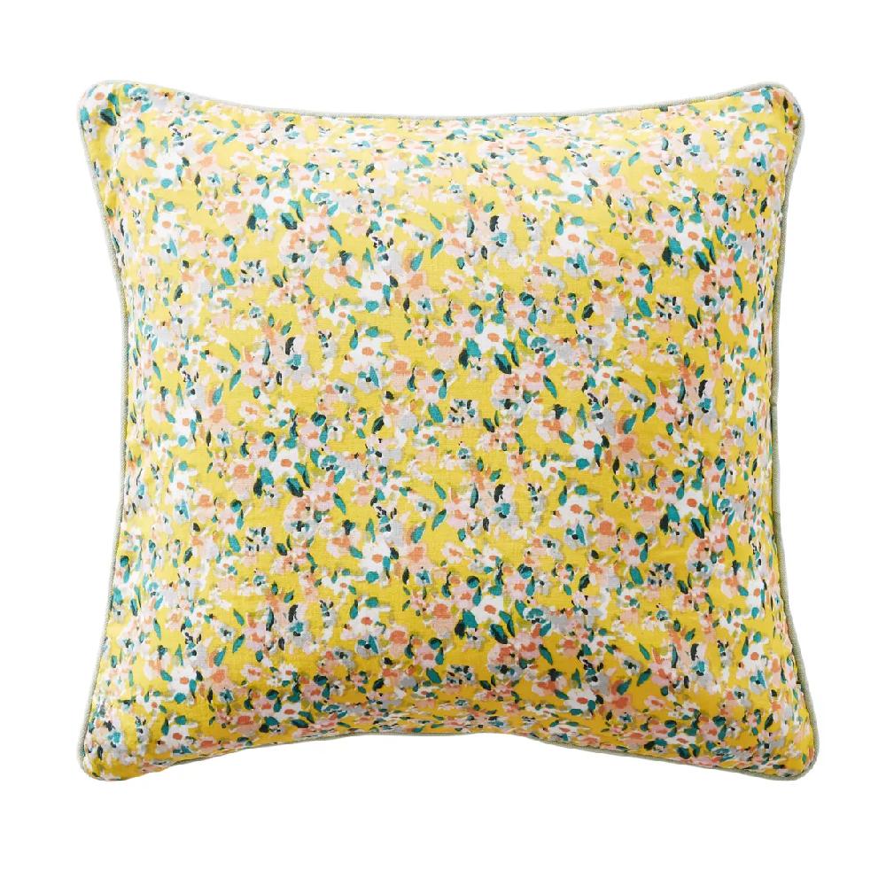 eminza Coussin carré gaze de coton (45 x 45 cm) Abigaël Jaune