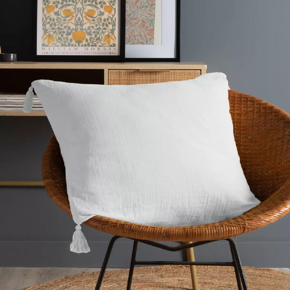 eminza Coussin carré gaze de coton (60 x 60 cm) Gaïa Gris nuage