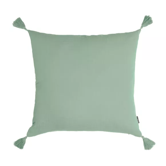 Eminza Coussin Carré Gaze De Coton (60 X 60 Cm) Gaïa Vert Eucalyptus
