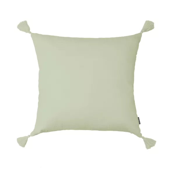 Eminza Coussin Carré Gaze De Coton (60 X 60 Cm) Gaïa Vert Tilleul