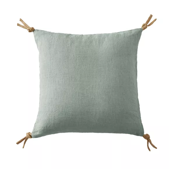 Eminza Coussin Carré Lin Lavé (45 Cm) Louise Vert Eucalyptus