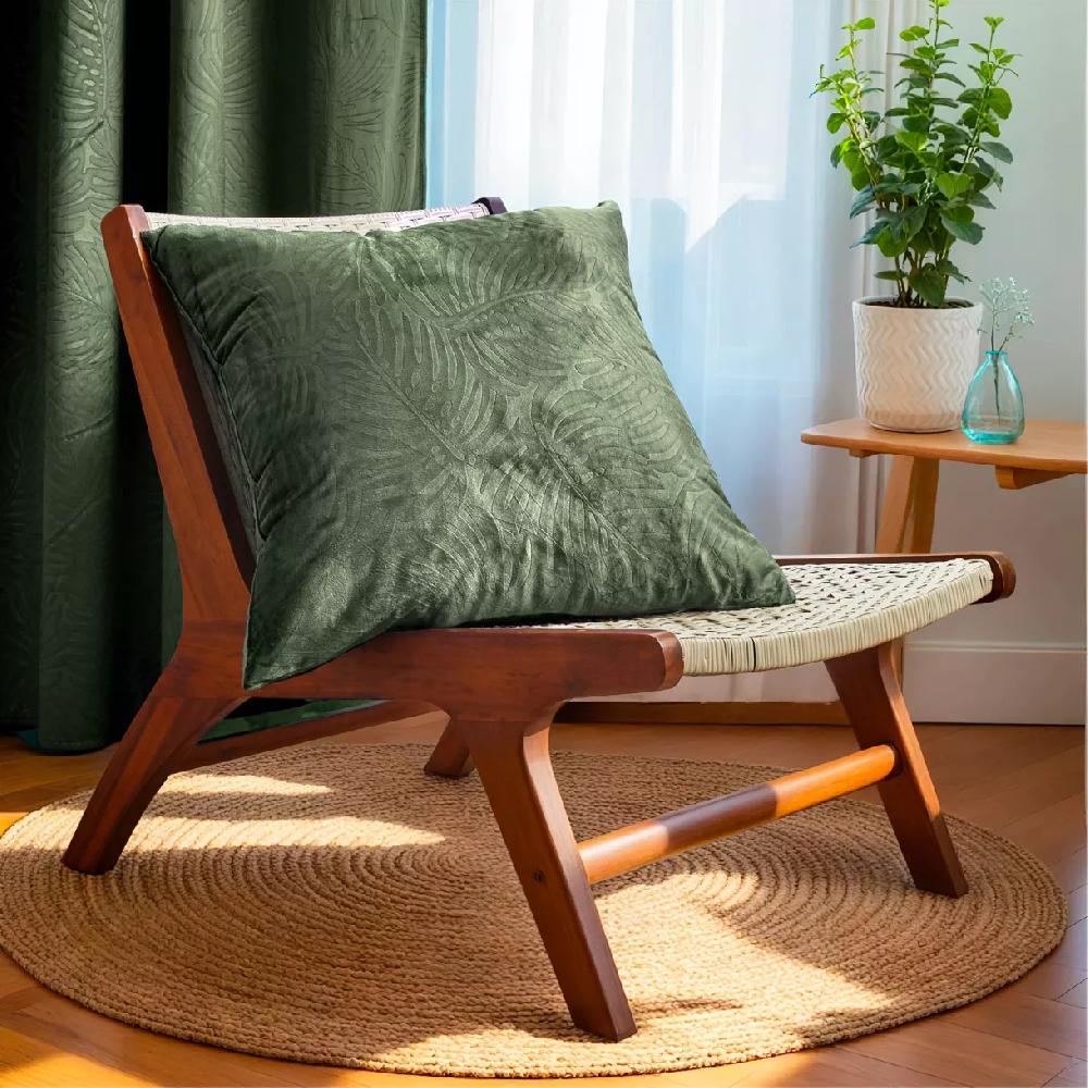 eminza Coussin carré velours (60 x 60 cm) Fern Vert romarin
