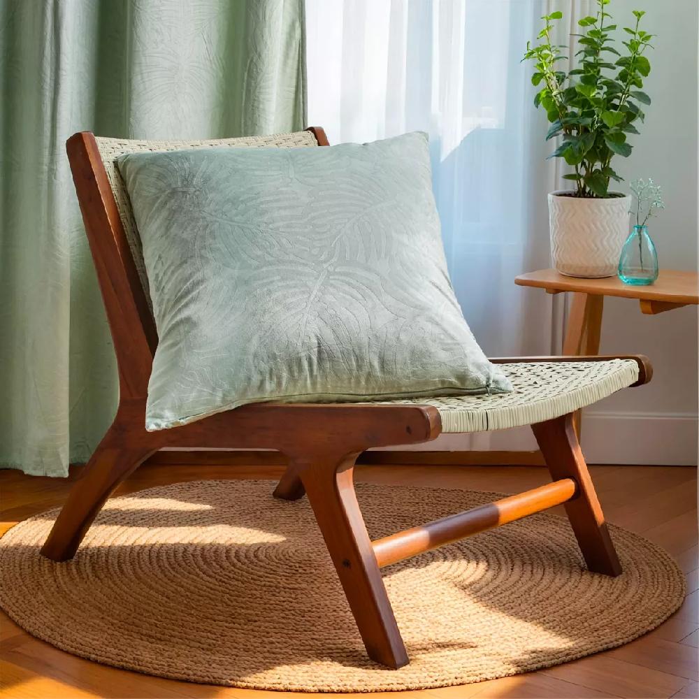 eminza Coussin carré velours (60 x 60 cm) Fern Vert sauge