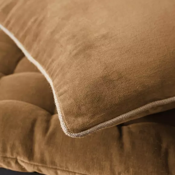 Eminza Coussin Carré Velours De Coton (45 X 45 Cm) César Camel