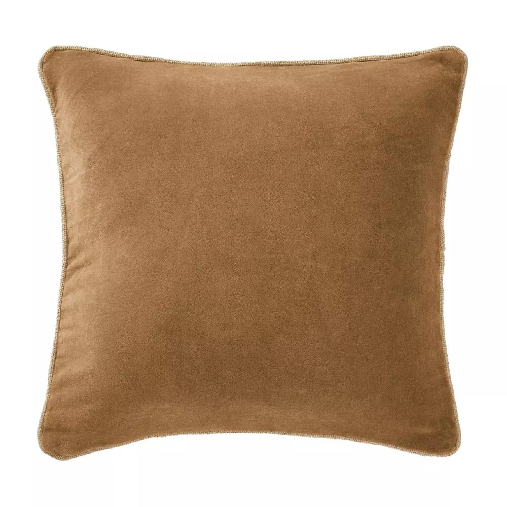 eminza Coussin carré velours de coton (45 x 45 cm) César Camel