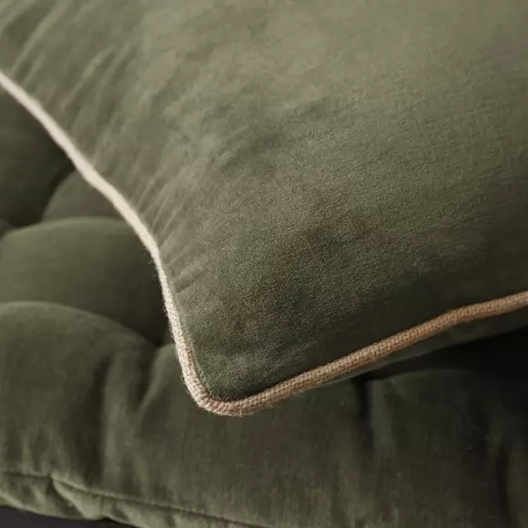 Eminza Coussin Carré Velours De Coton (45 X 45 Cm) César Vert Thym