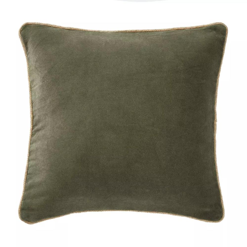 eminza Coussin carré velours de coton (45 x 45 cm) César Vert thym