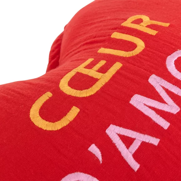 Eminza Coussin Cœur Enfant Coton (40 Cm) Amour Rouge