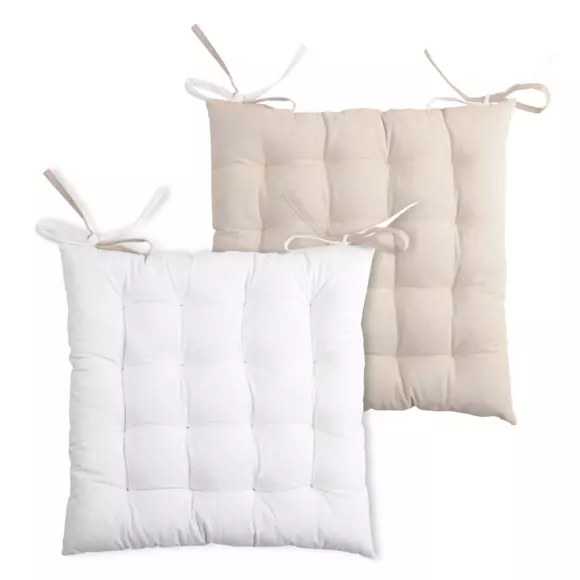 Eminza Coussin De Chaise Carré (38 X 38 Cm) Duo Écru Et Beige