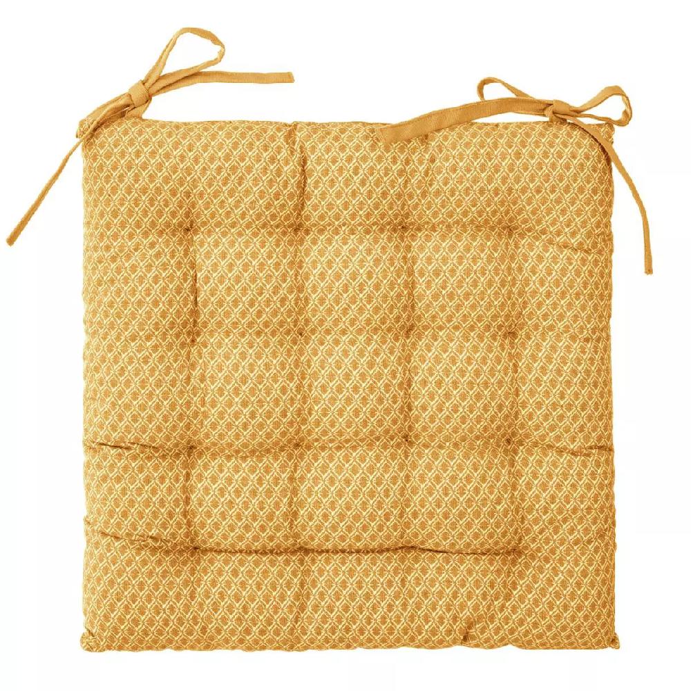 eminza Coussin de chaise carré (38 x 38 cm) Otto Jaune ocre
