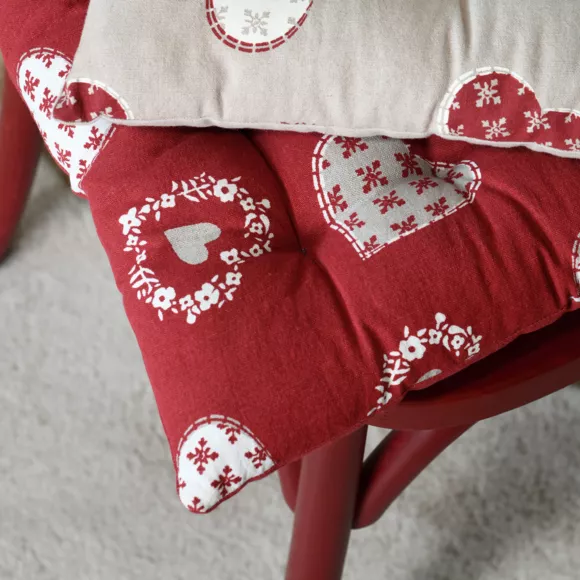 Eminza Coussin De Chaise Carré Coton (40 X 40 Cm) Ornon Rouge