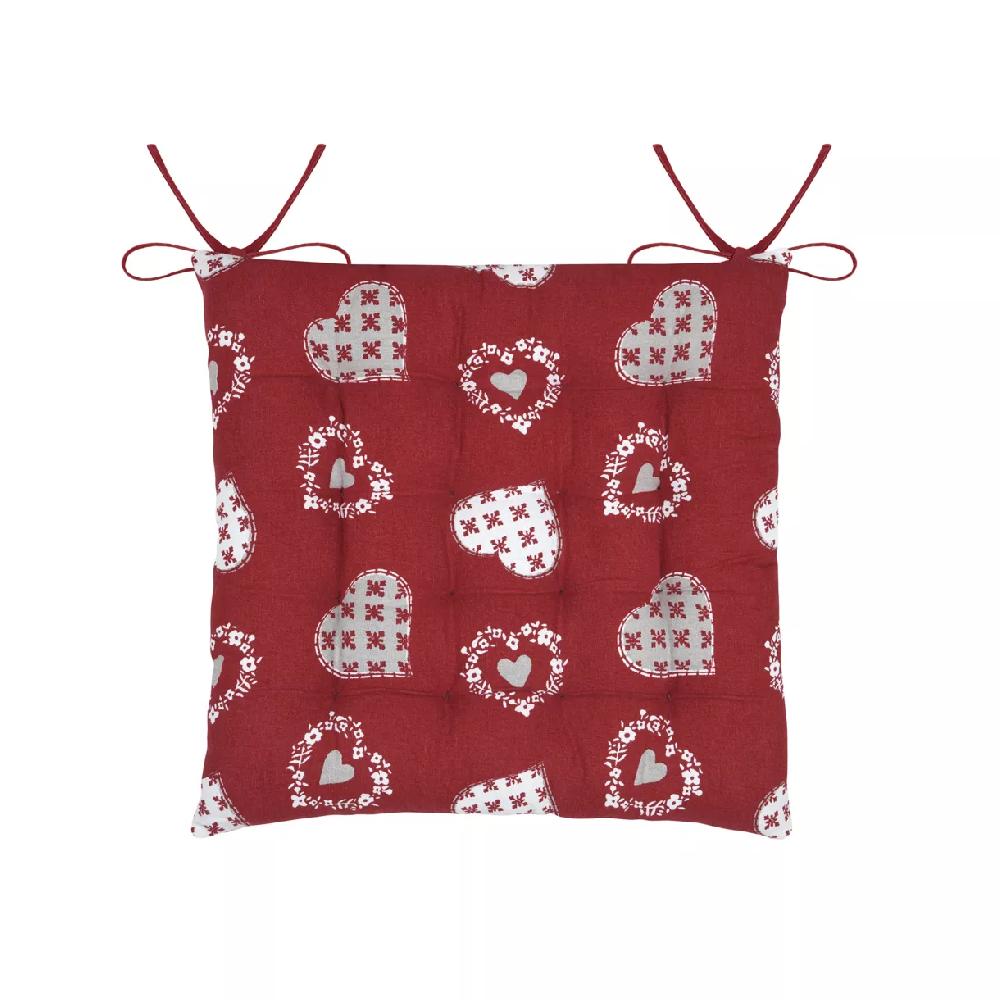 eminza Coussin de chaise carré coton (40 x 40 cm) Ornon Rouge