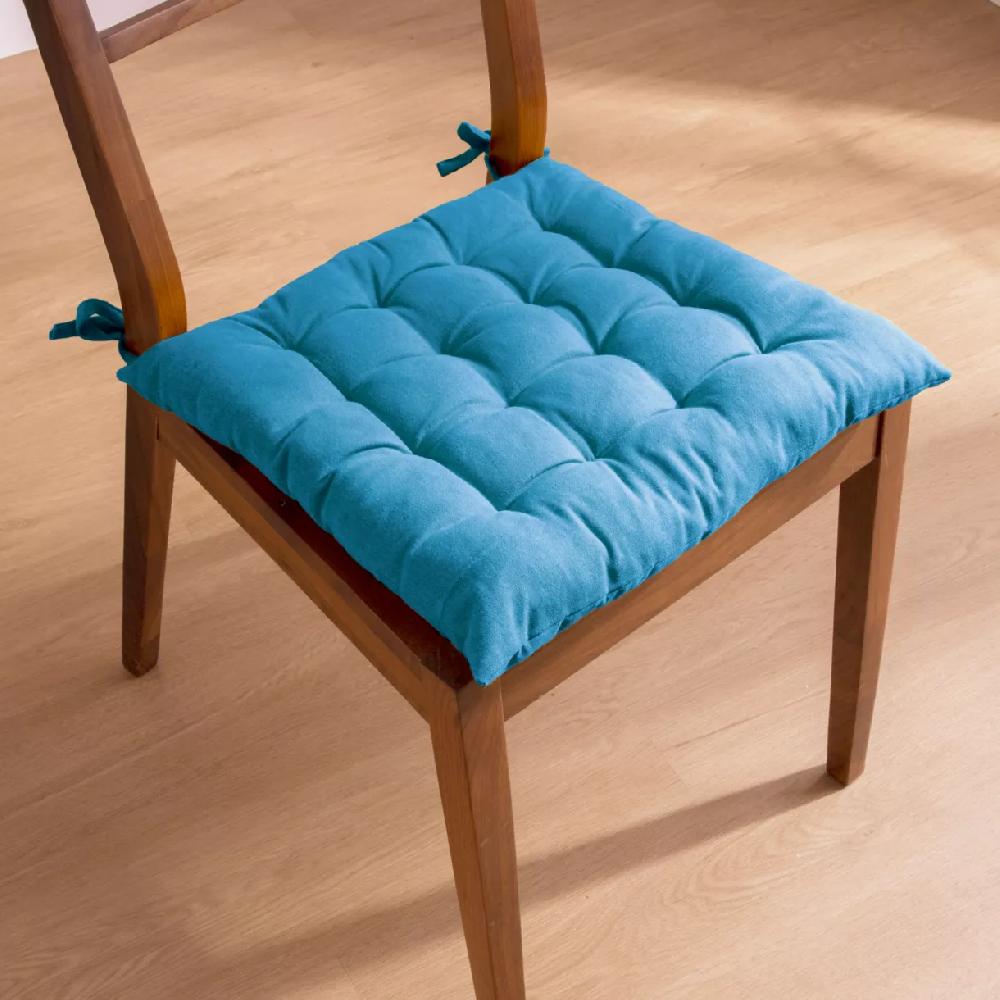 eminza Coussin de chaise carré coton (40 x 40 cm) Pixel Bleu turquoise
