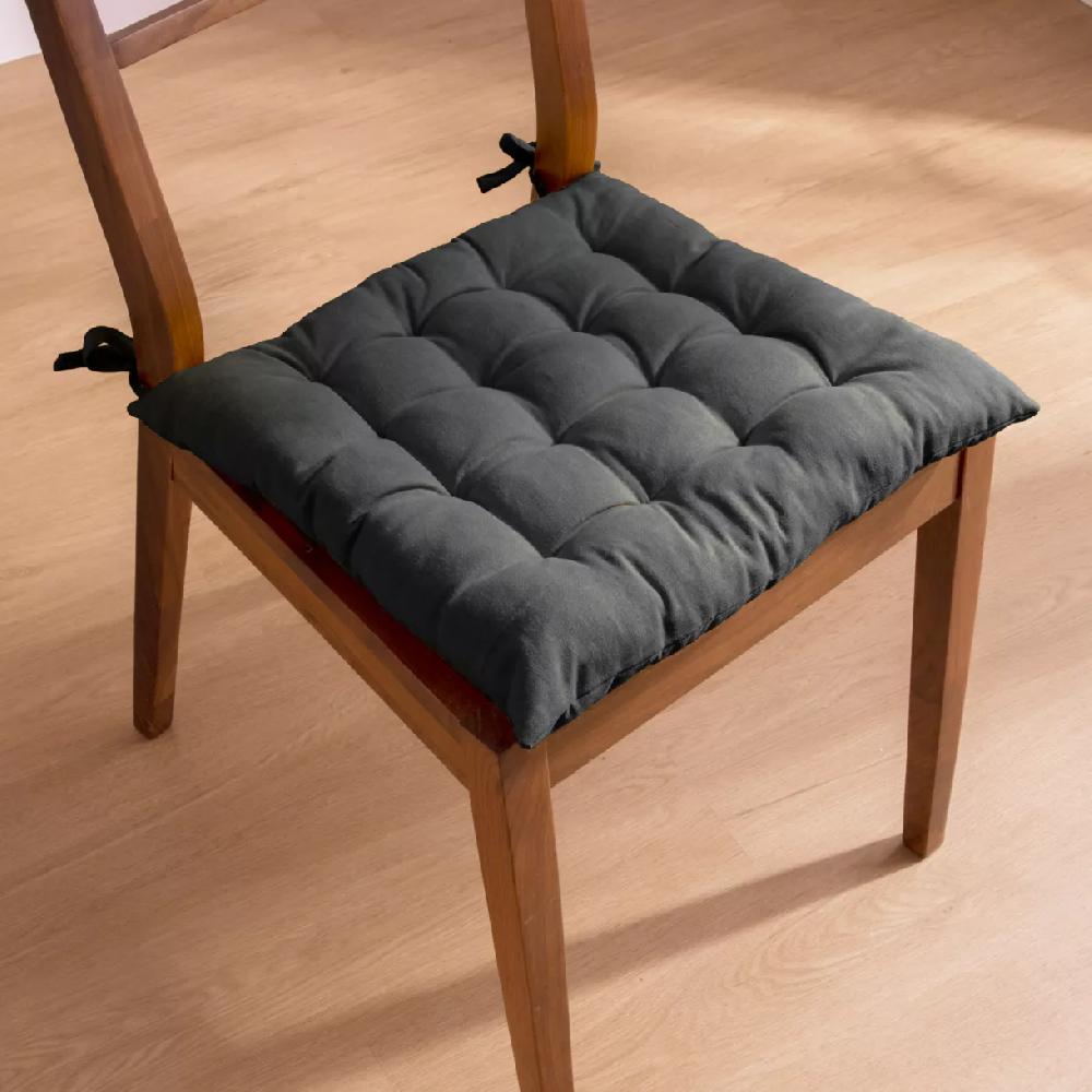 eminza Coussin de chaise carré coton (40 x 40 cm) Pixel Gris anthracite