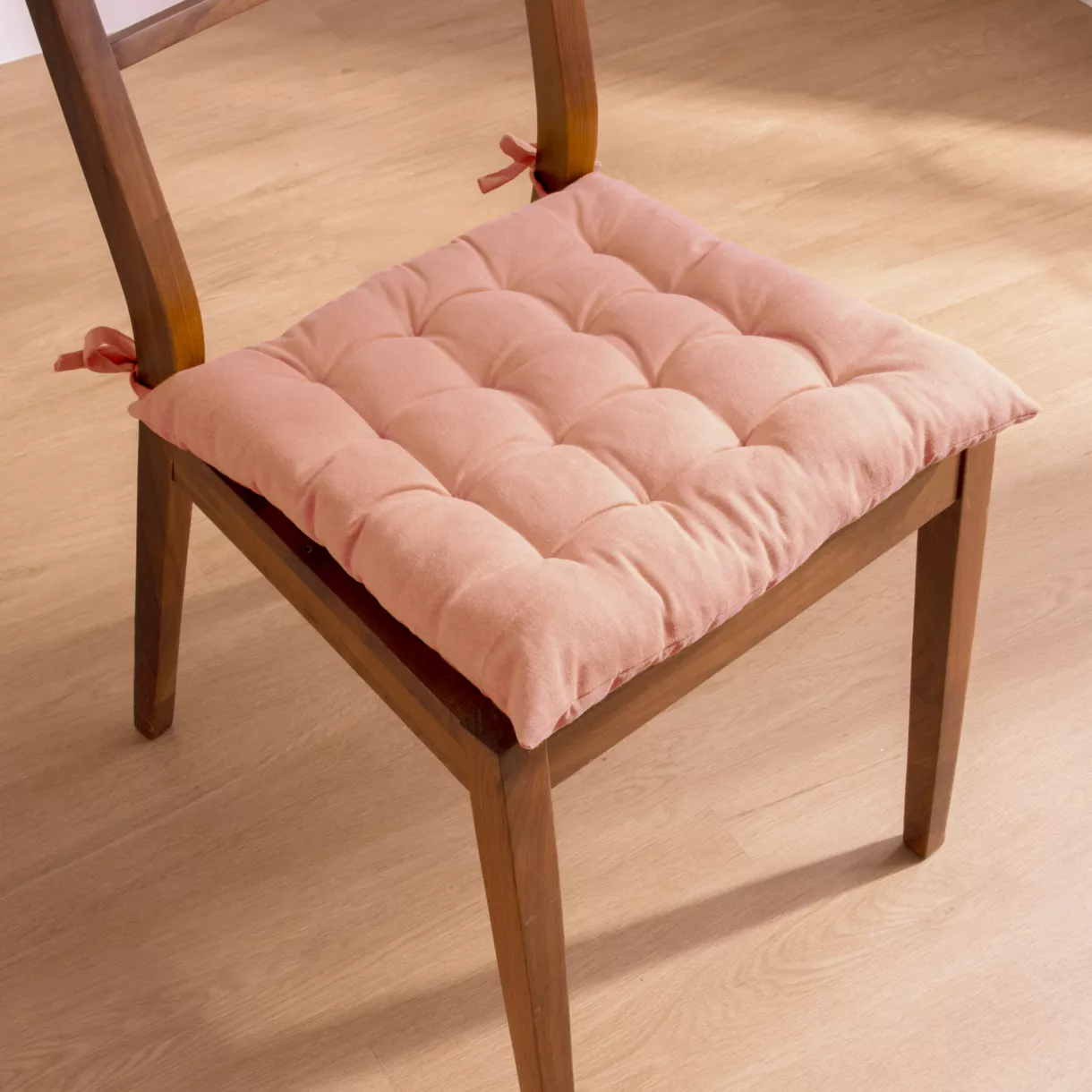 eminza Coussin de chaise carré coton (40 x 40 cm) Pixel Rose pêche