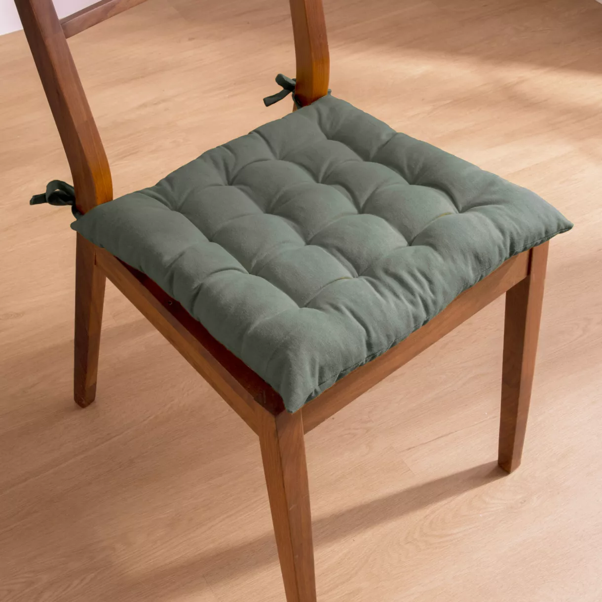 eminza Coussin de chaise carré coton (40 x 40 cm) Pixel Vert kaki