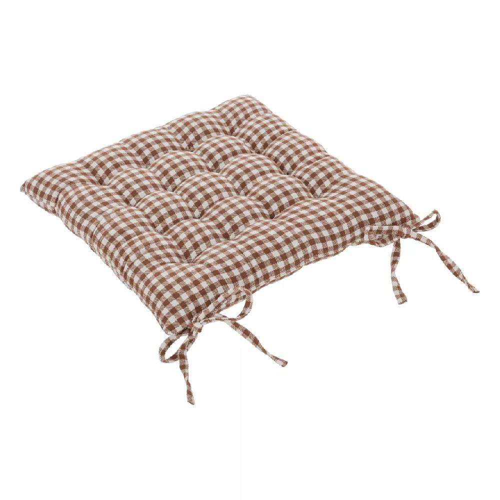 eminza Coussin de chaise carré coton recyclé (38 x 38 cm) The Floral Marron