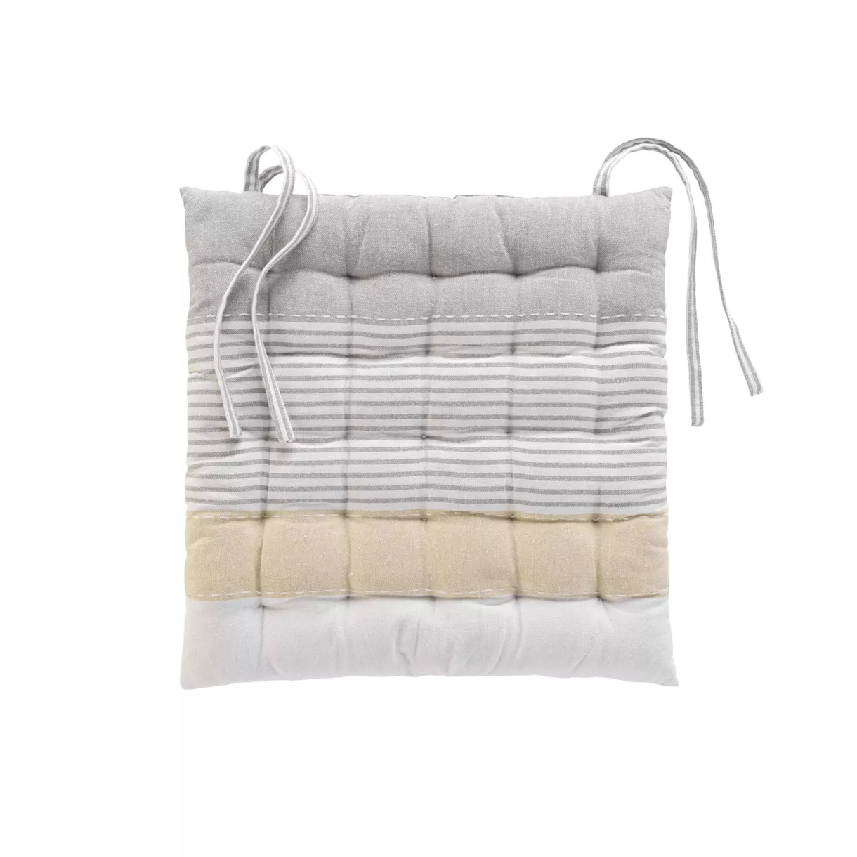 eminza Coussin de chaise carré polycoton (38 x 38 cm) Iliade Gris