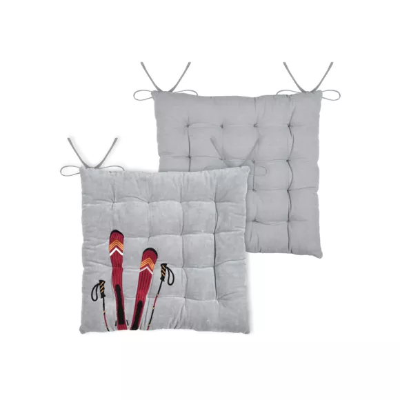 Eminza Coussin De Chaise Carré Velours (38 X 38 Cm) Chamonix Gris