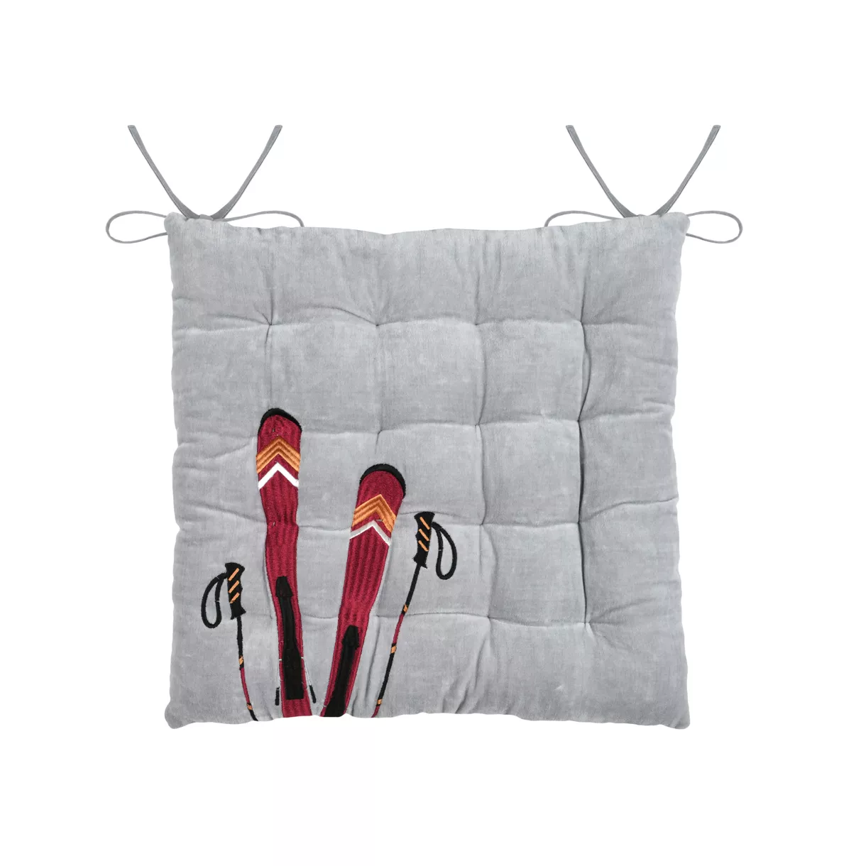 eminza Coussin de chaise carré velours (38 x 38 cm) Chamonix Gris