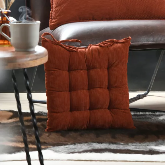 Eminza Coussin De Chaise Carré Velours (38 X 38 Cm) Dandy Terracotta