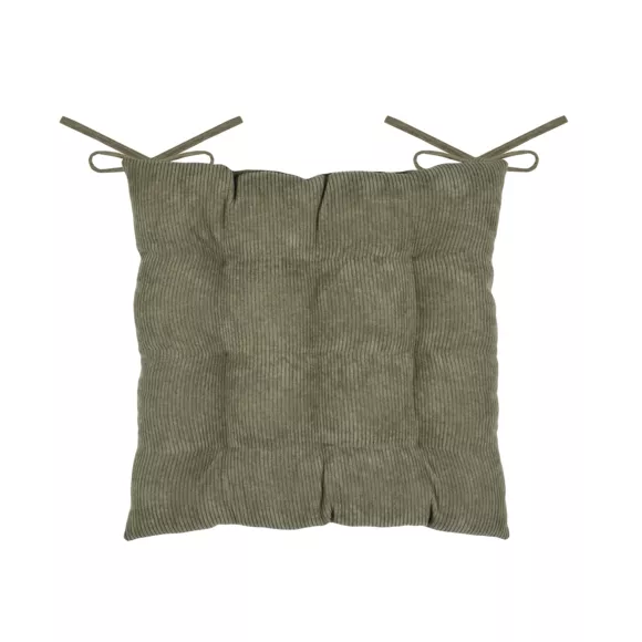 Eminza Coussin De Chaise Carré Velours (38 X 38 Cm) Dandy Vert Kaki