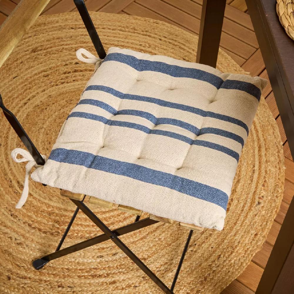 eminza Coussin de chaise extérieur carré (38 x 38 cm) Nautira Bleu marine
