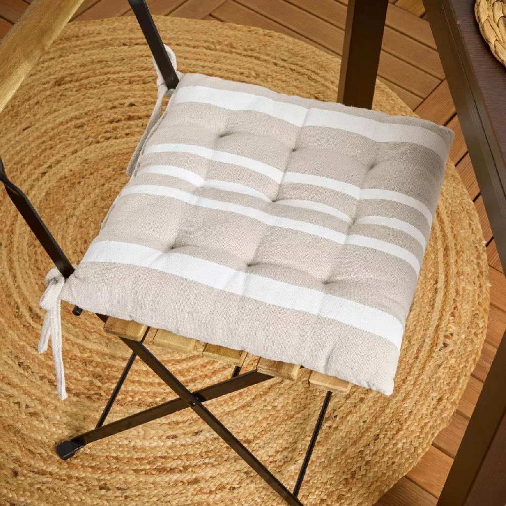 eminza Coussin de chaise extérieur carré (38 x 38 cm) Nautira Ecru