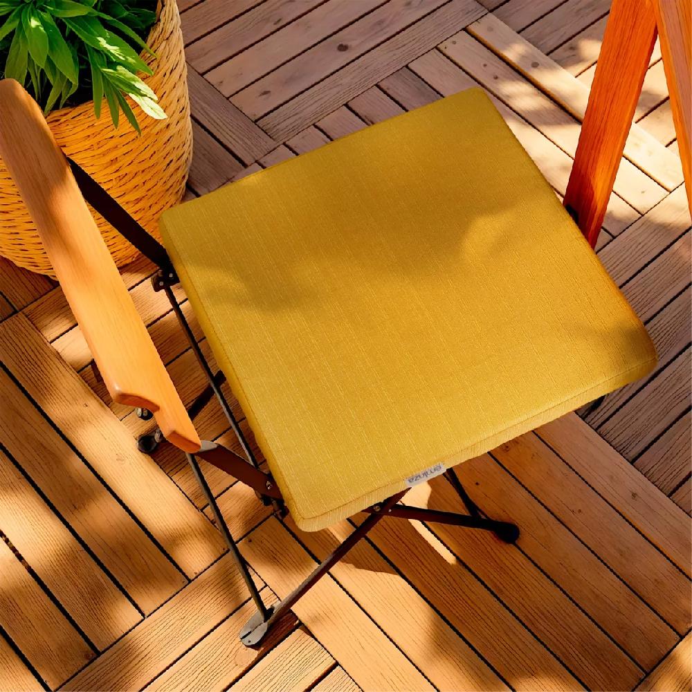 eminza Coussin de chaise extérieur carré (40 x 40 cm) Sunset Jaune moutarde