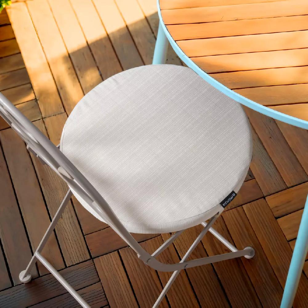 eminza Coussin de chaise extérieur rond (40 cm) Sunset Ecru