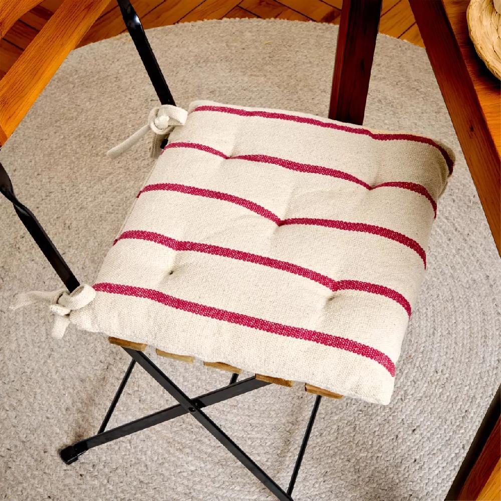 eminza Coussin de chaise extérieur toile de coton (40 x 40 cm) Ocealys Rouge