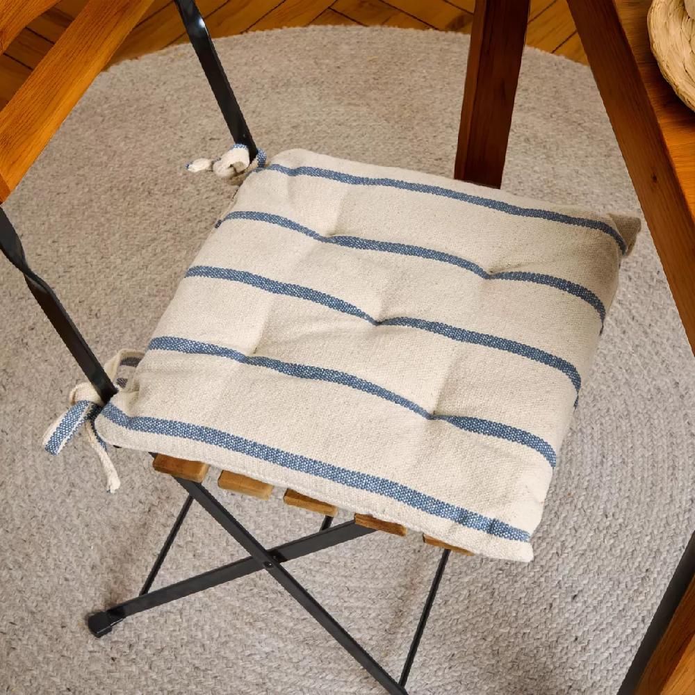 eminza Coussin de chaise extérieur toile de coton (40 x 40 cm) Ocealys Bleu marine