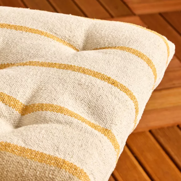 Eminza Coussin De Chaise Extérieur Toile De Coton (40 X 40 Cm) Ocealys Jaune Moutarde