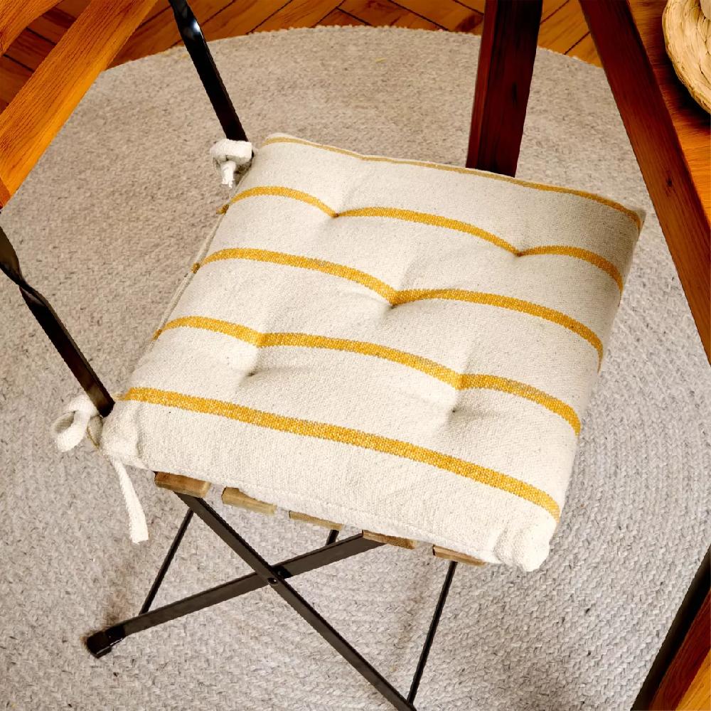 eminza Coussin de chaise extérieur toile de coton (40 x 40 cm) Ocealys Jaune moutarde