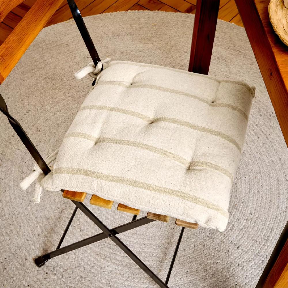 eminza Coussin de chaise extérieur toile de coton (40 x 40 cm) Ocealys Beige