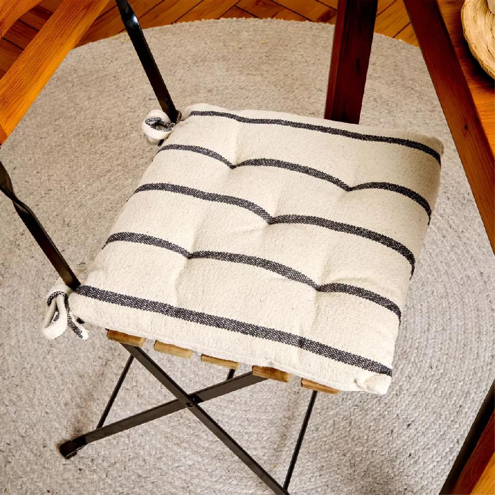 eminza Coussin de chaise extérieur toile de coton (40 x 40 cm) Ocealys Noir