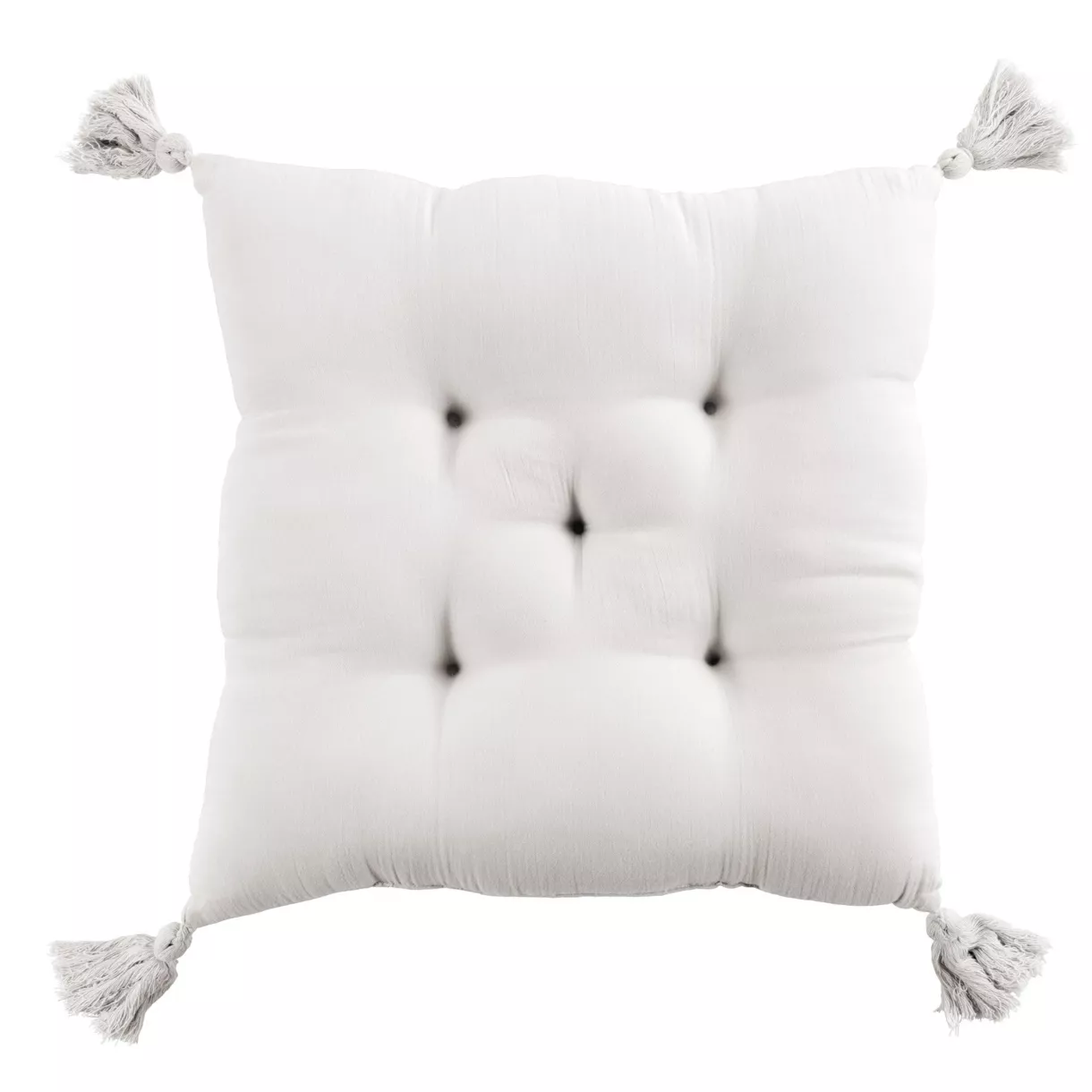 eminza Coussin de chaise gaze de coton (40 x 40 cm) Gaïa Blanc chantilly