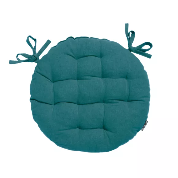 Eminza Coussin De Chaise Rond Coton (40 Cm) Pixel Bleu Canard