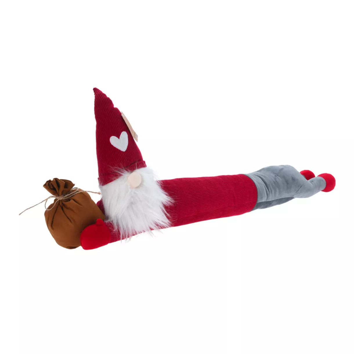 eminza Coussin de Noël bas de porte (82 x 20 cm) Lutin pantalon gris